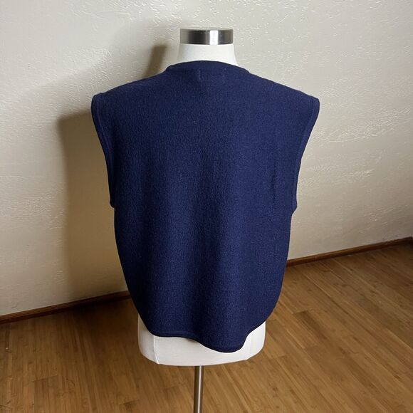 Koret Petites Vest Womens Large Blue 100% Wool Embroidered Paisley Print - Picture 8 of 9